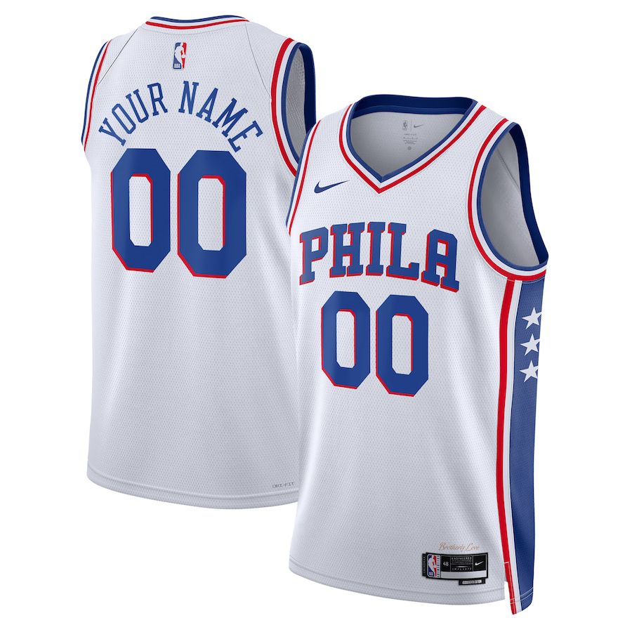 Men Philadelphia 76ers Nike White Association Edition 2022-23 Swingman Custom NBA Jersey->youth nba jersey->Youth Jersey